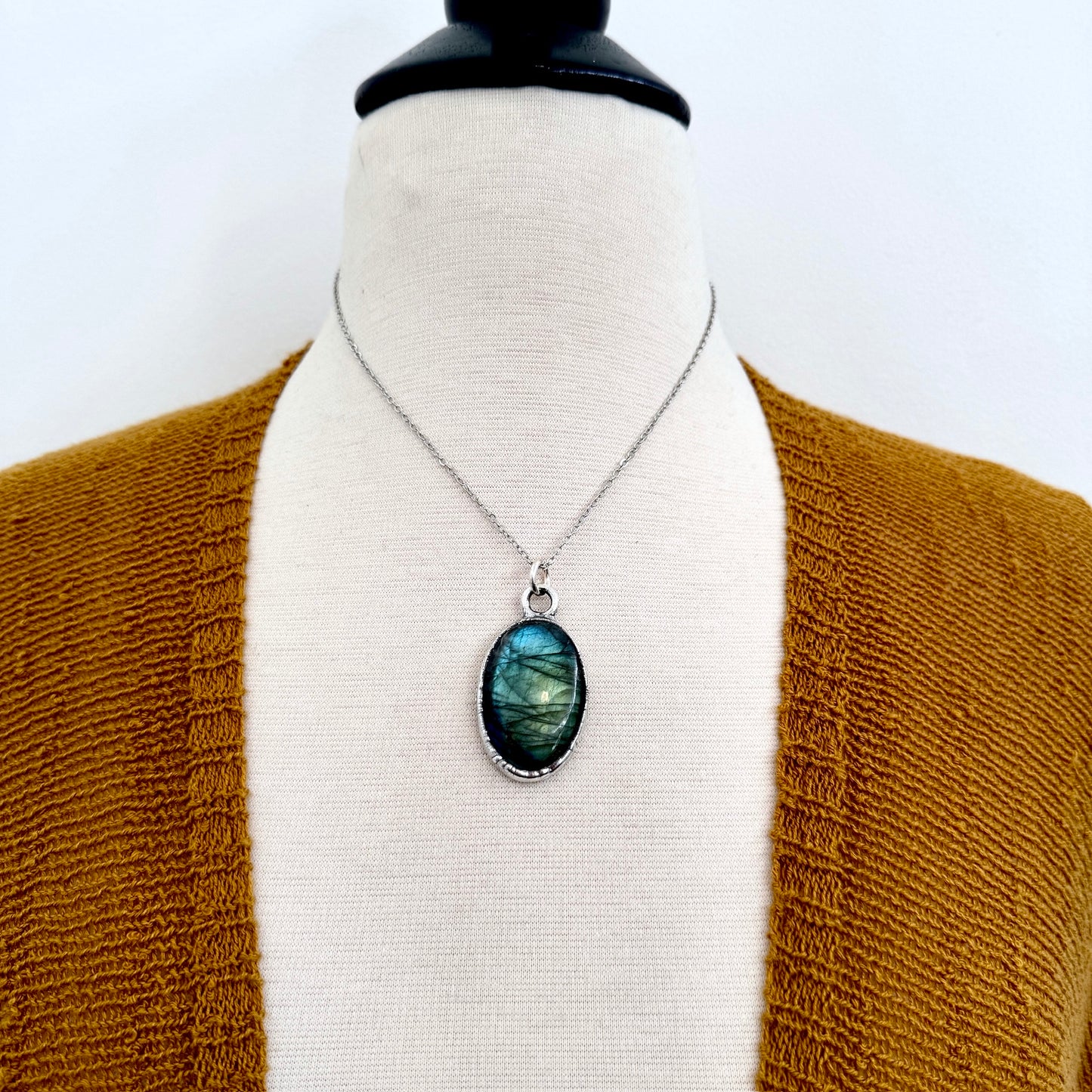 Blue Labradorite Necklace in Fine Silver / Foxlark Collection - One of a Kind