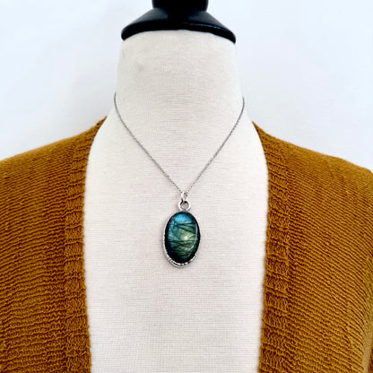 Blue Labradorite Necklace in Fine Silver / Foxlark Collection - One of a Kind