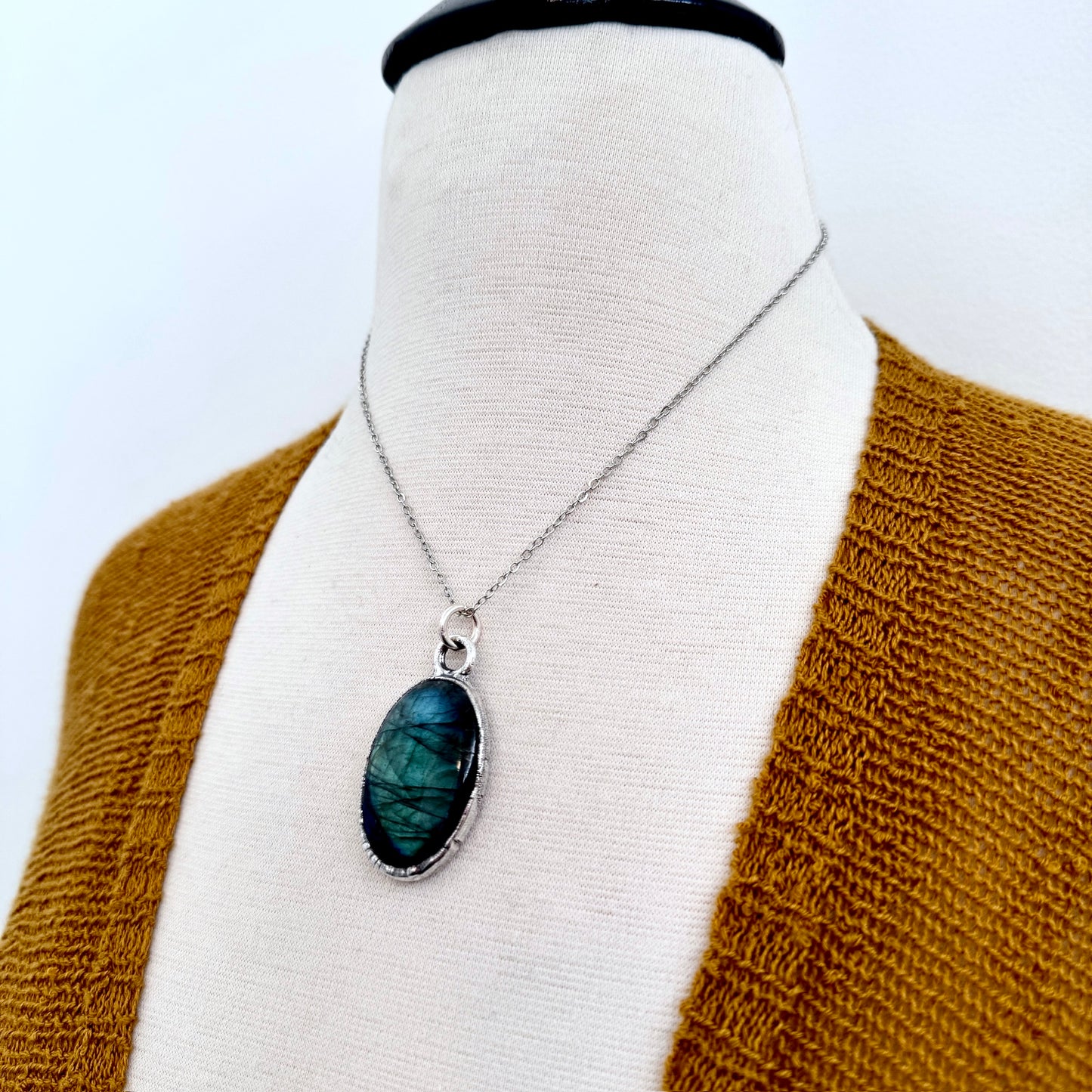 Blue Labradorite Necklace in Fine Silver / Foxlark Collection - One of a Kind