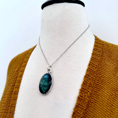 Blue Labradorite Necklace in Fine Silver / Foxlark Collection - One of a Kind