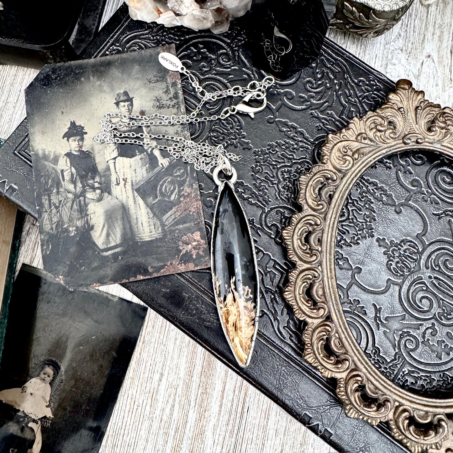 Fossilized Palm Root Necklace in Fine Silver / Foxlark Collection - One of a Kind