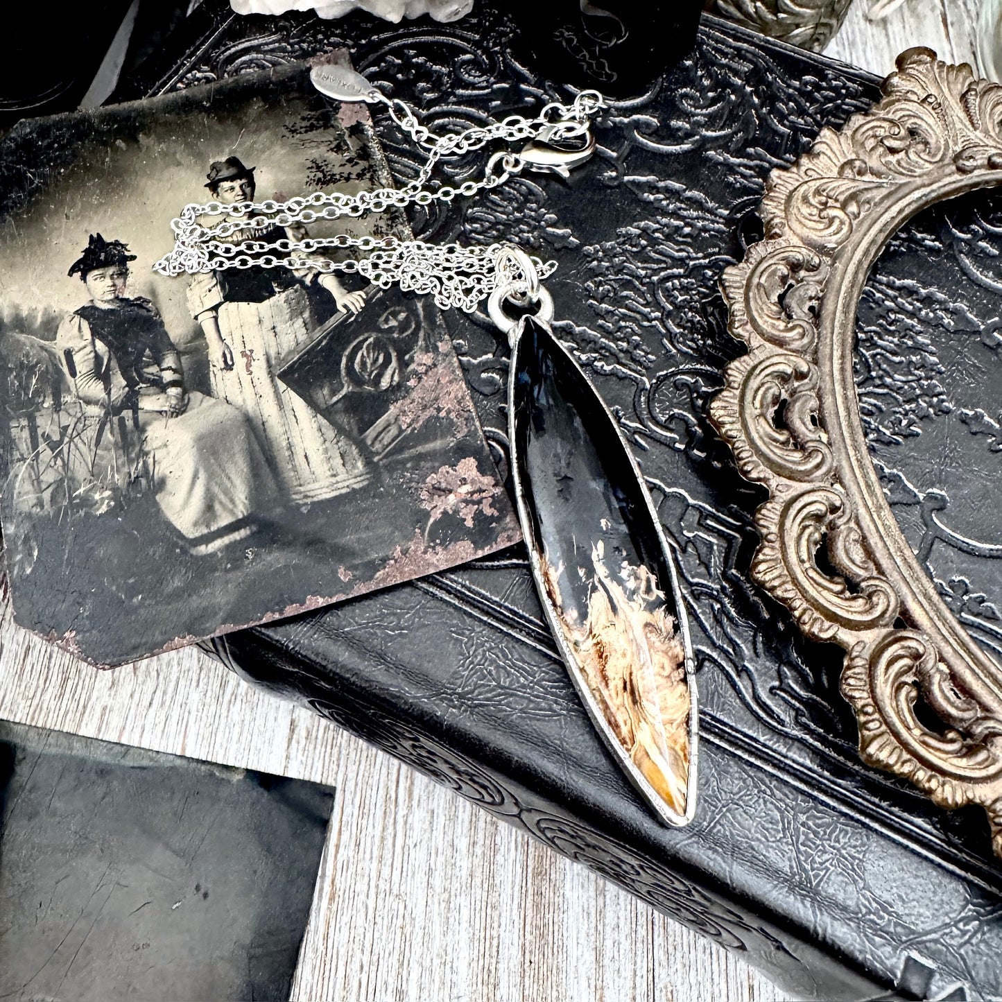 Fossilized Palm Root Necklace in Fine Silver / Foxlark Collection - One of a Kind