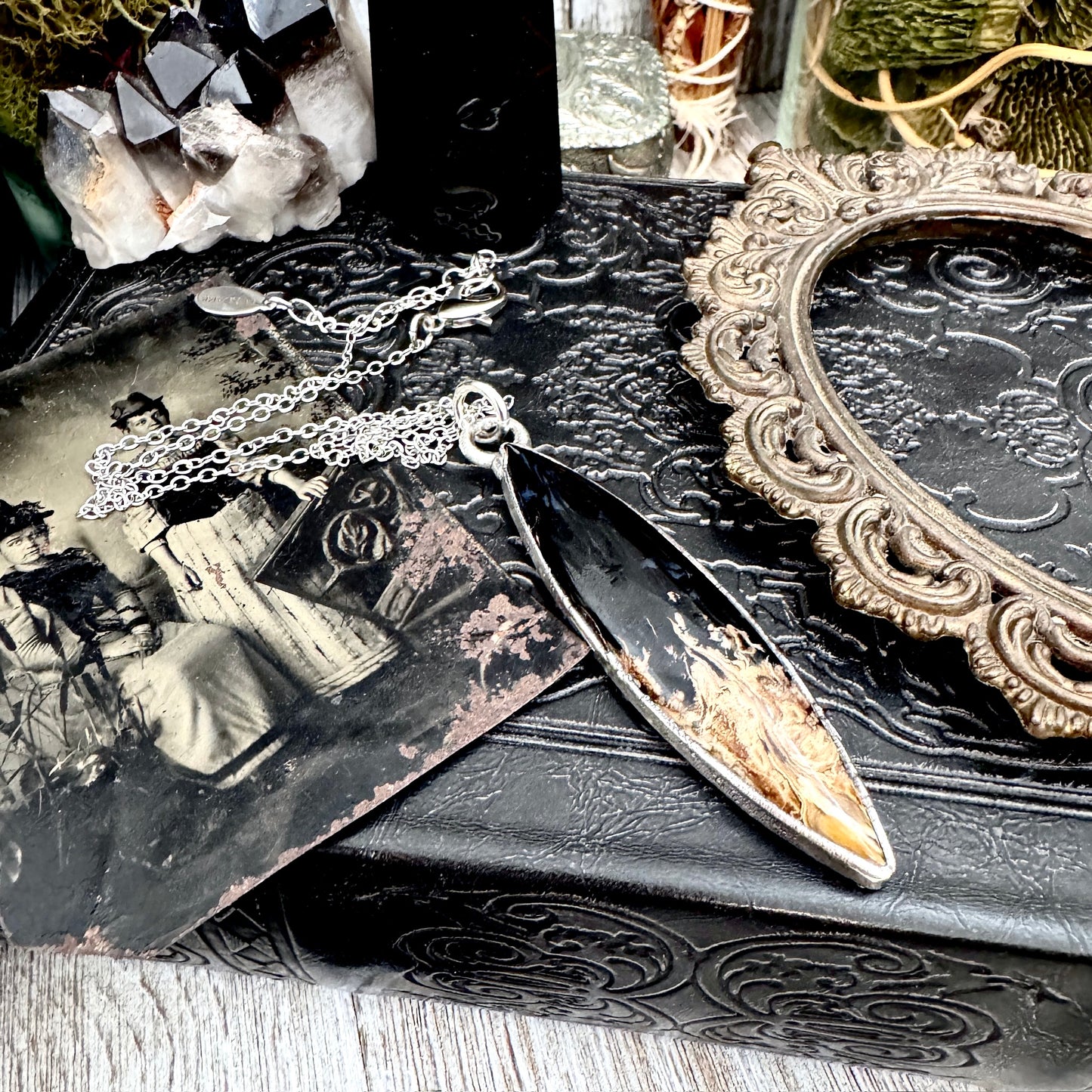 Fossilized Palm Root Necklace in Fine Silver / Foxlark Collection - One of a Kind