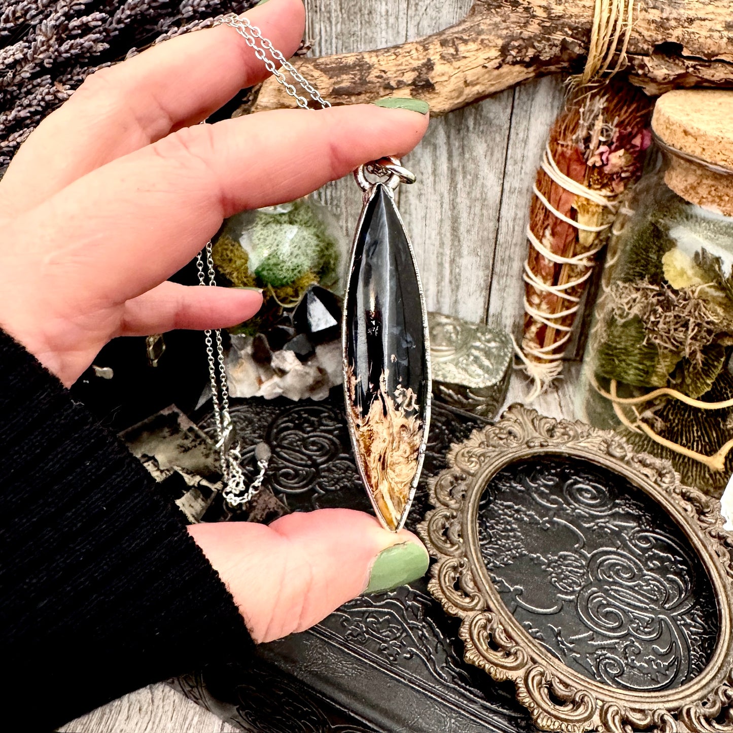 Fossilized Palm Root Necklace in Fine Silver / Foxlark Collection - One of a Kind