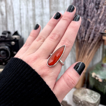 Carnelian Ring Fine Silver Small faceted Stone Ring Size 5 6 7 8 9 10 11 / Foxlark Collection