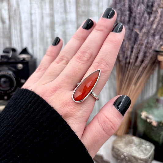 Carnelian Ring Fine Silver Small faceted Stone Ring Size 5 6 7 8 9 10 11 / Foxlark Collection