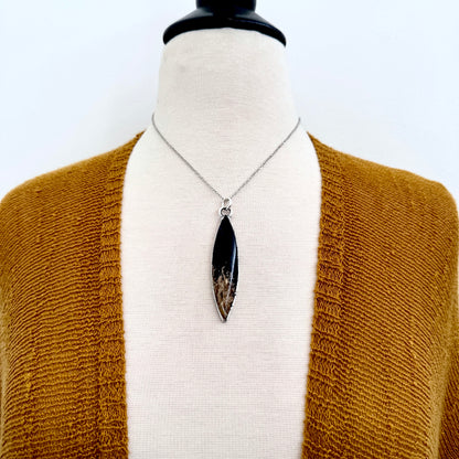 Fossilized Palm Root Necklace in Fine Silver / Foxlark Collection - One of a Kind