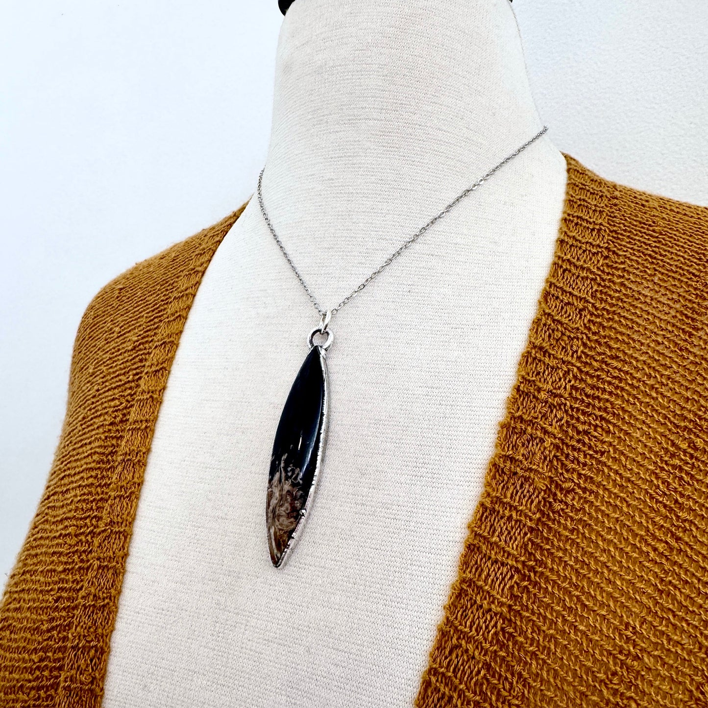 Fossilized Palm Root Necklace in Fine Silver / Foxlark Collection - One of a Kind