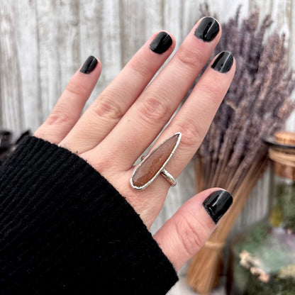 Peach Moonstone Ring Fine Silver Small faceted Stone Ring Size 5 6 7 8 9 10 11 / Foxlark Collection