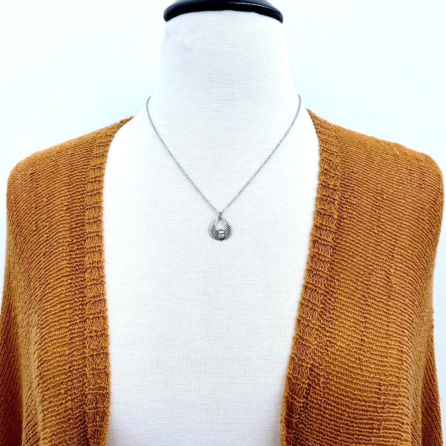 Tiny Talisman Collection - Sterling Silver  Scarab Necklace Pendant  /