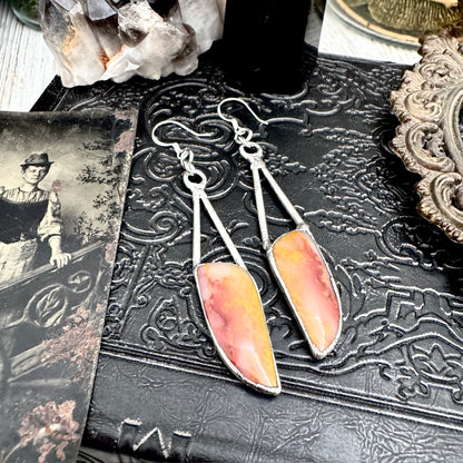 Jasper Fine Silver Crystal Dangle Earrings / Long Dangle Witchy Earrings