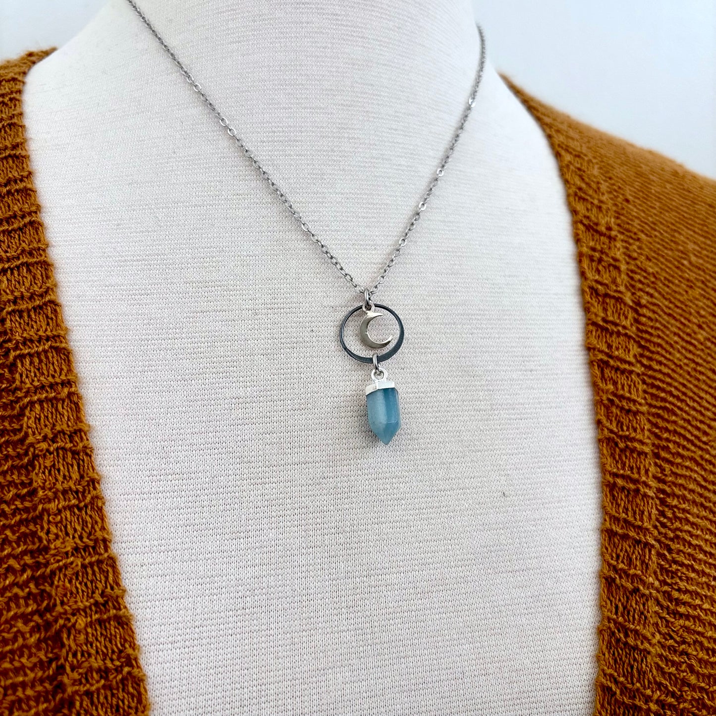 Aventurine Moon Talisman Necklace / Talisman Collection-Sterling Silver