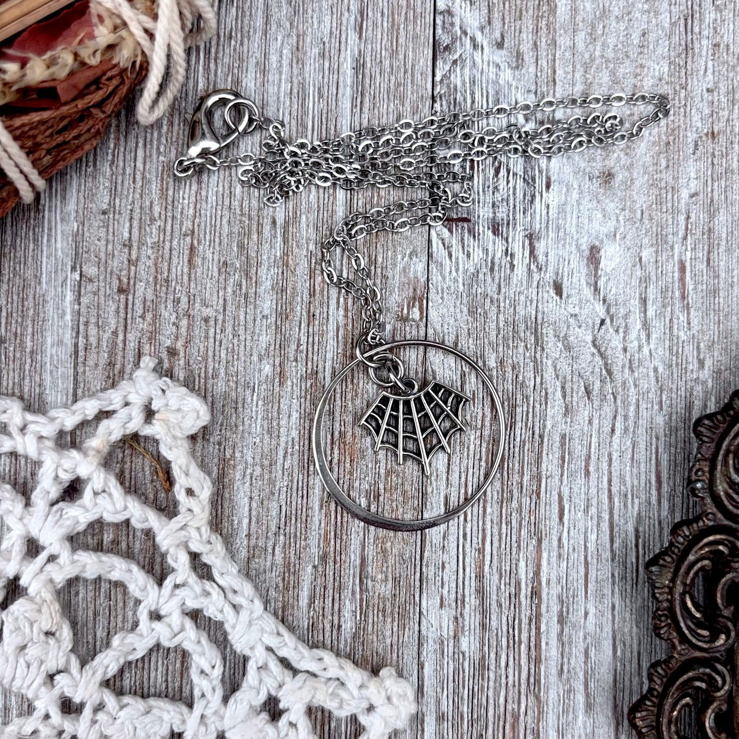 Spider Web  Talisman Necklace / Talisman Collection-Sterling Silver