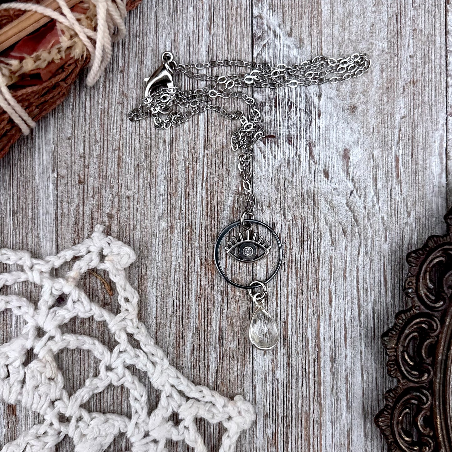 Eye Clear Quartz Talisman Necklace / Talisman Collection-Sterling Silver