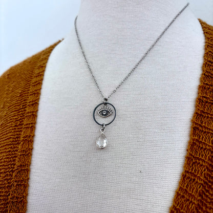 Eye Clear Quartz Talisman Necklace / Talisman Collection-Sterling Silver