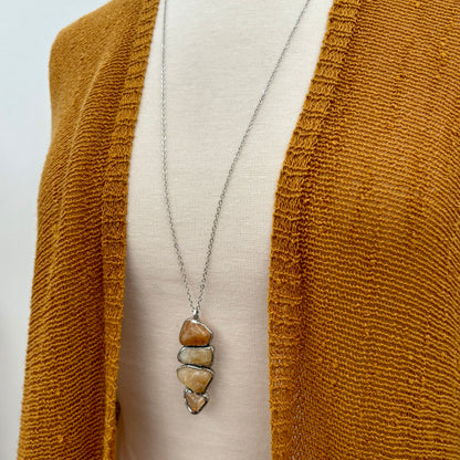 Four Stone Citrine Necklace in Fine Silver / Foxlark Collection