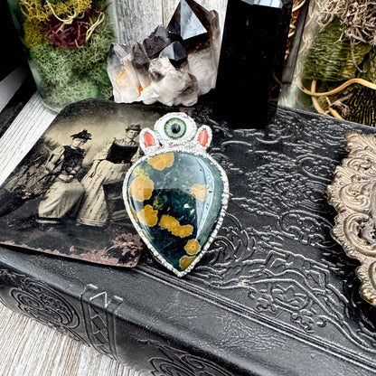 Multi Stone Ocean Jasper Carnelian & Glass Eye Ring In Fine Silver Size 8.5 / Foxlark Collection