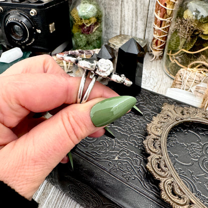 Multi Stone Carnelian Black Onyx Clear Quartz & Labradorite Ring In Fine Silver Size 9 / Foxlark Collection