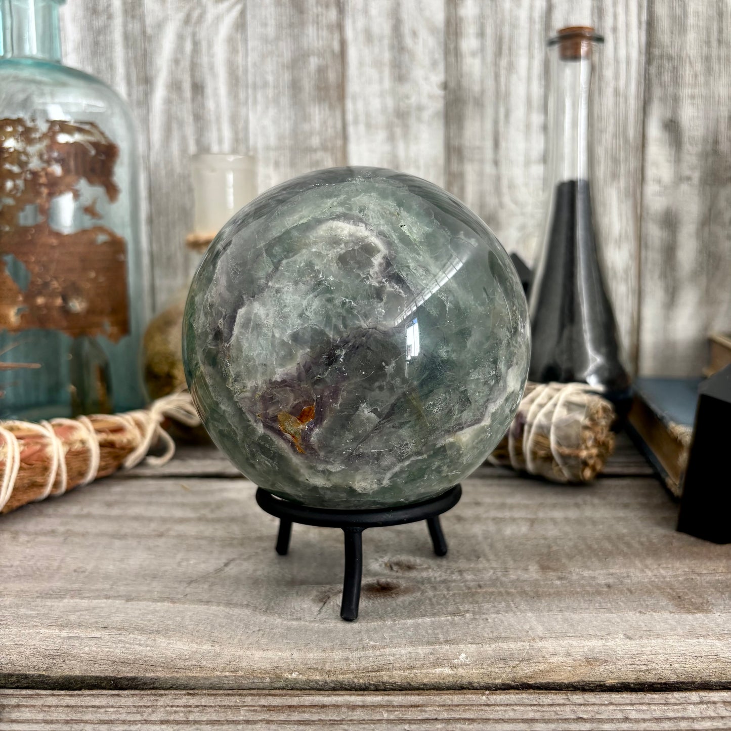 Large Green Fluorite Crystal Ball / FoxlarkCrystals