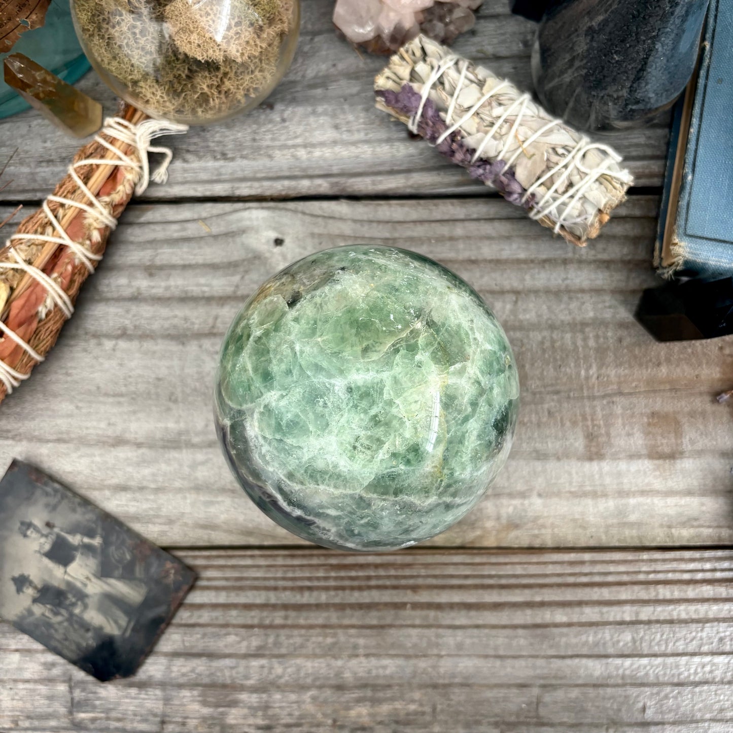 Large Green Fluorite Crystal Ball / FoxlarkCrystals