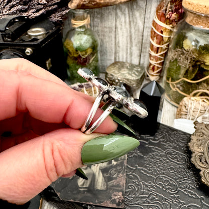 Multi Stone Obsidian Moss Agate & Black Onyx  Ring In Fine Silver Size 7 / Foxlark Collection