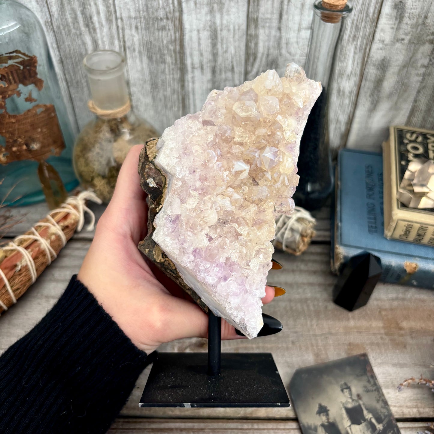 Large Light Citrine and Amethyst Crystal Geode With Stand / FoxlarkCrystals