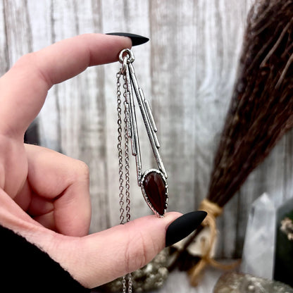 Red Carnelian Crystal Necklace in Fine Silver / Foxlark Collection - One of a Kind