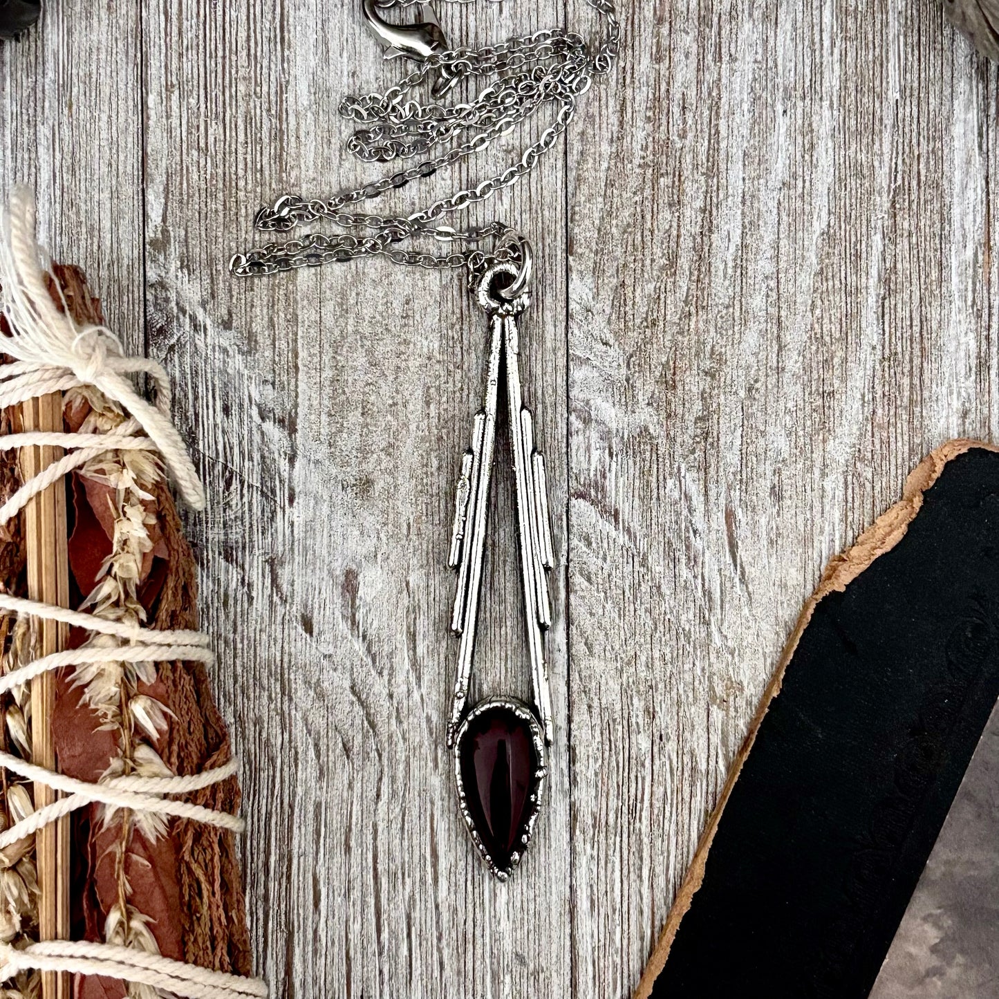 Red Carnelian Crystal Necklace in Fine Silver / Foxlark Collection - One of a Kind