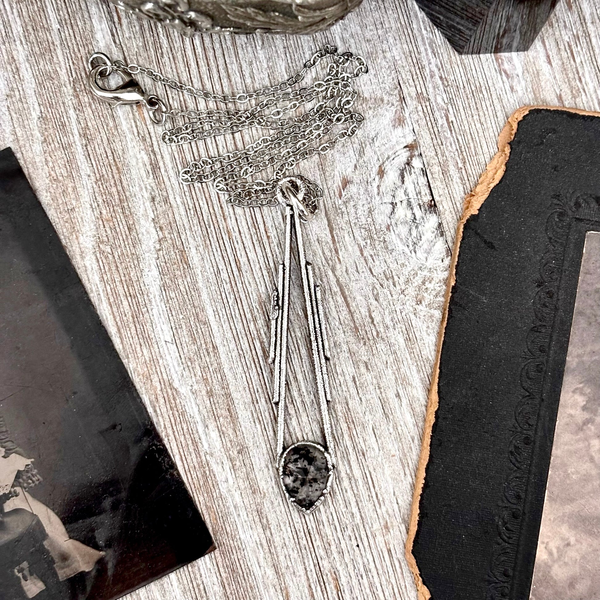 Graphite Included Quartz Crystal Necklace in Fine Silver / Foxlark Collection - One of a Kind FOXLARK