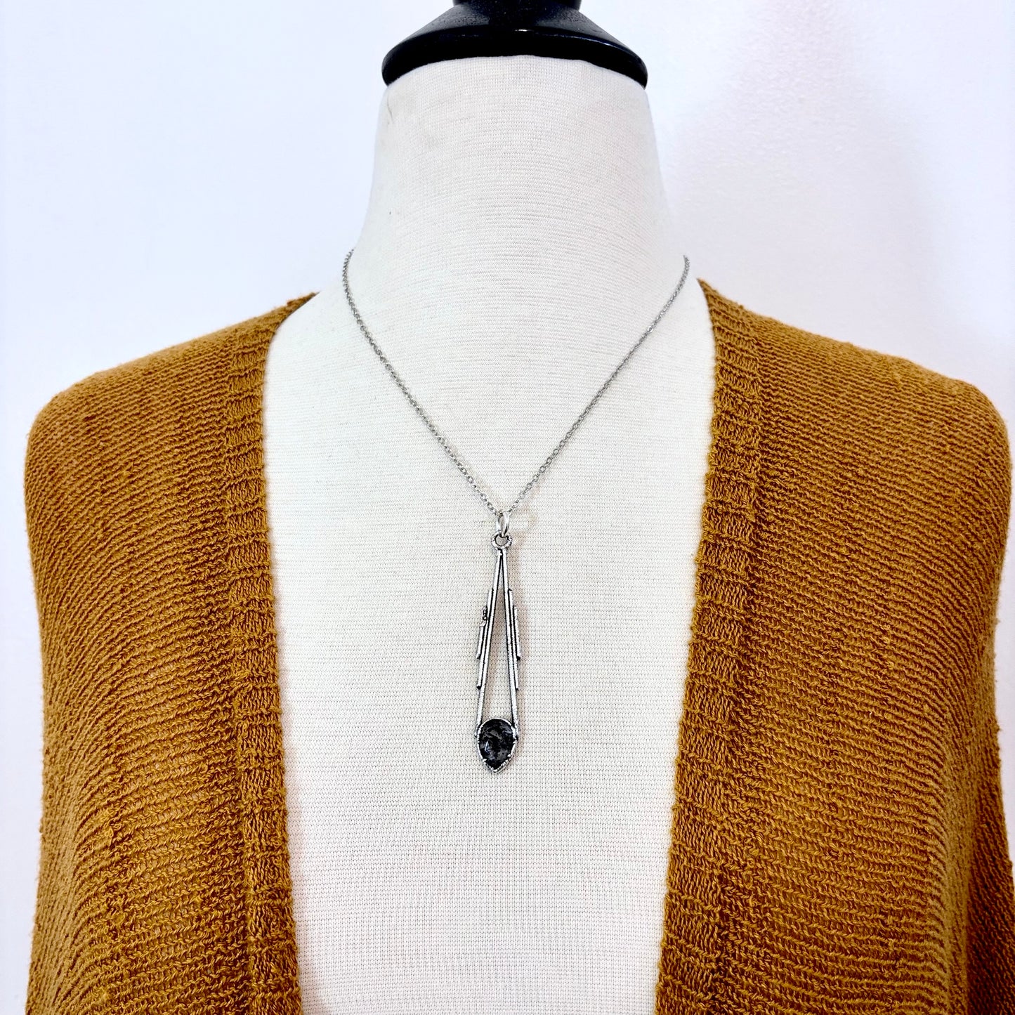 Graphite Included Quartz Crystal Necklace in Fine Silver / Foxlark Collection - One of a Kind FOXLARK