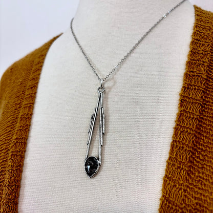 Graphite Included Quartz Crystal Necklace in Fine Silver / Foxlark Collection - One of a Kind FOXLARK