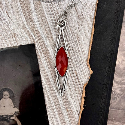 Red Carnelian Crystal Necklace in Fine Silver / Foxlark Collection - One of a Kind