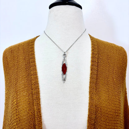 Red Carnelian Crystal Necklace in Fine Silver / Foxlark Collection - One of a Kind