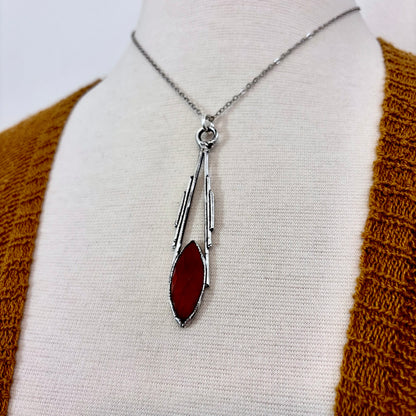 Red Carnelian Crystal Necklace in Fine Silver / Foxlark Collection - One of a Kind