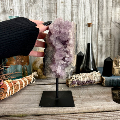 Large Purple Amethyst Crystal Druzy Geode With Stand / FoxlarkCrystals