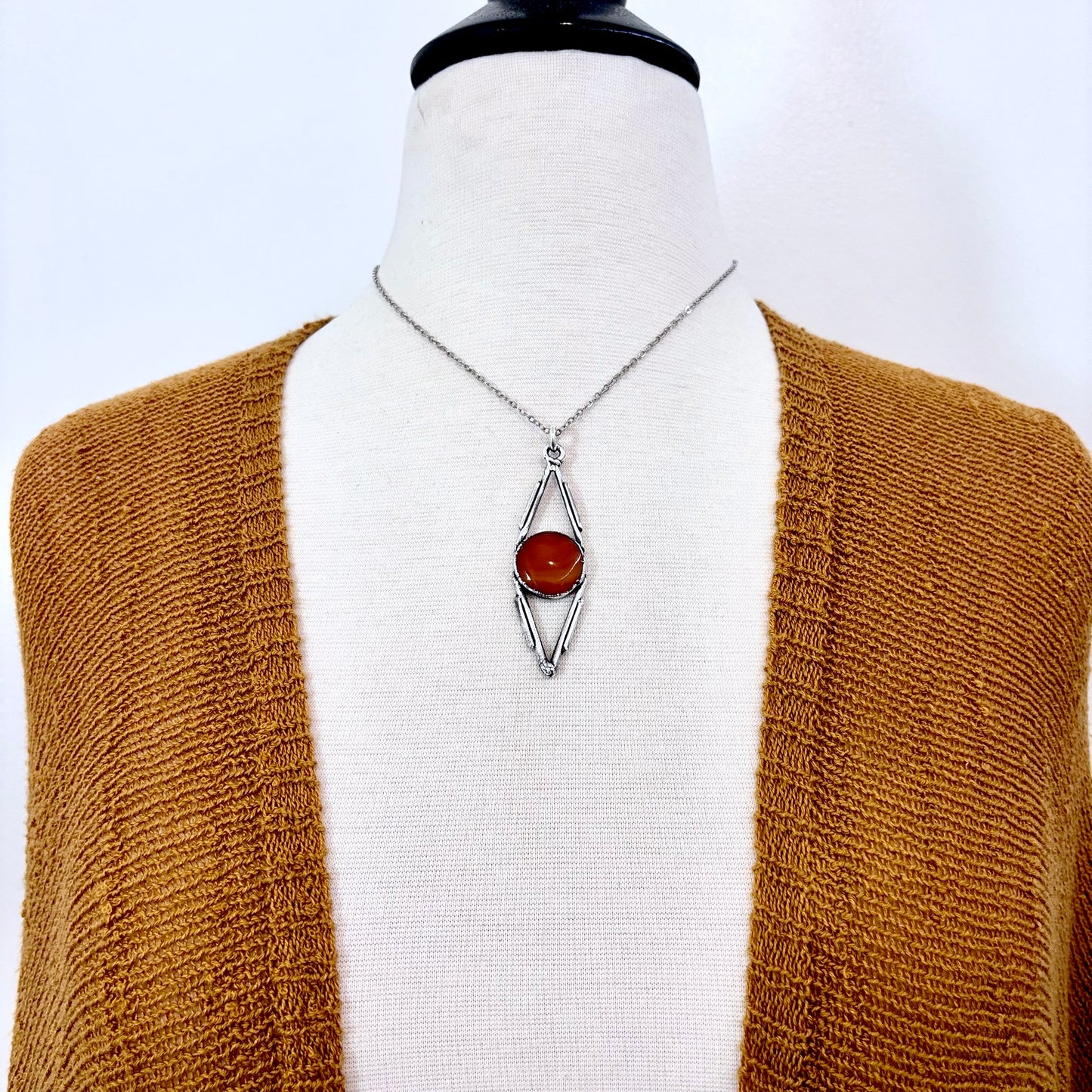 Red Carnelian Crystal Necklace in Fine Silver / Foxlark Collection - One of a Kind