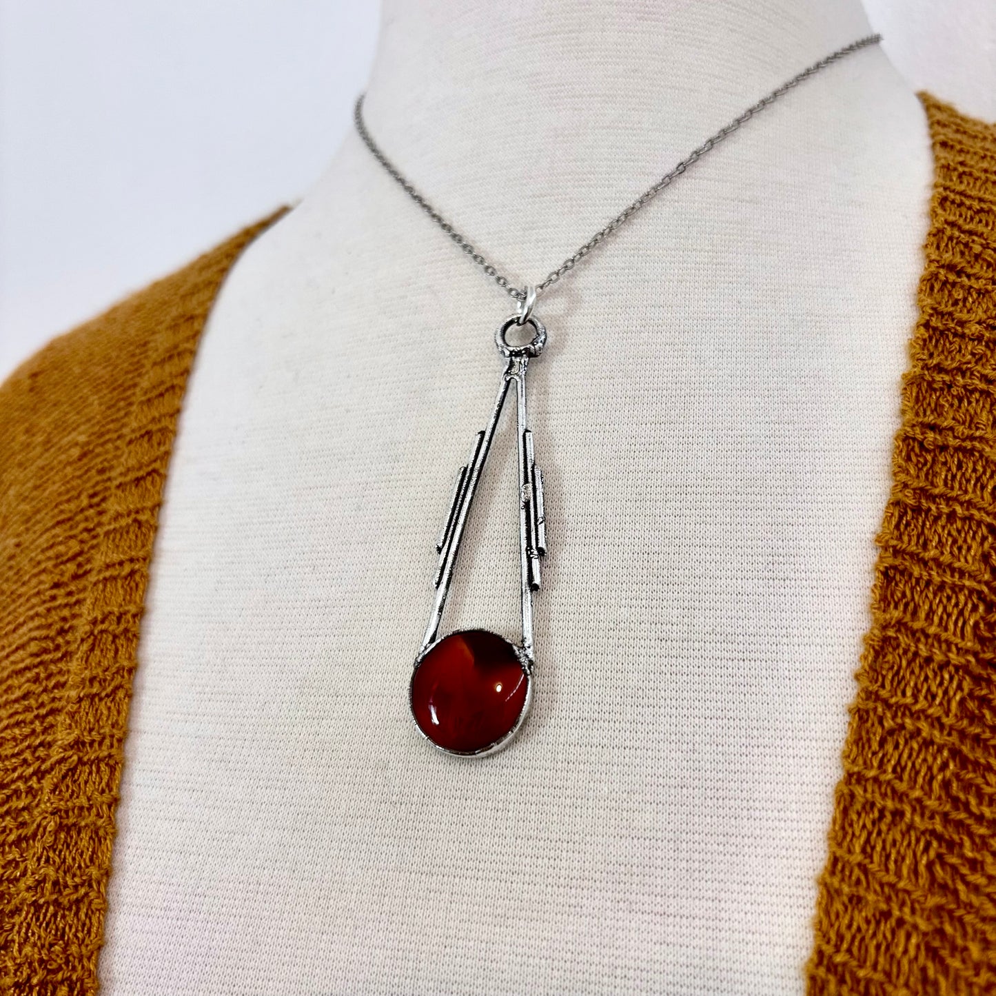 Red Carnelian Crystal Necklace in Fine Silver / Foxlark Collection - One of a Kind
