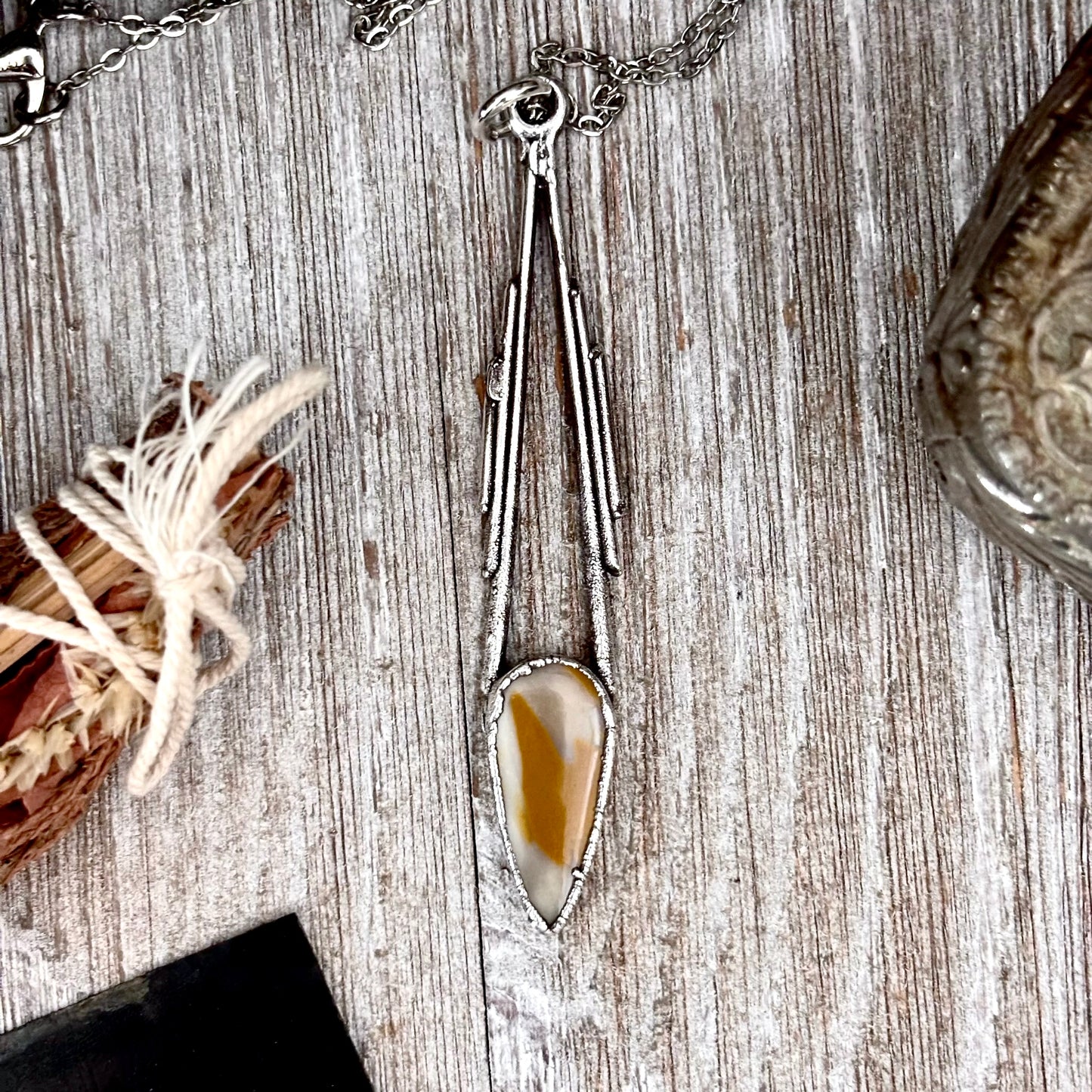 Yellow Mookaite Crystal Necklace in Fine Silver / Foxlark Collection - One of a Kind FOXLARK