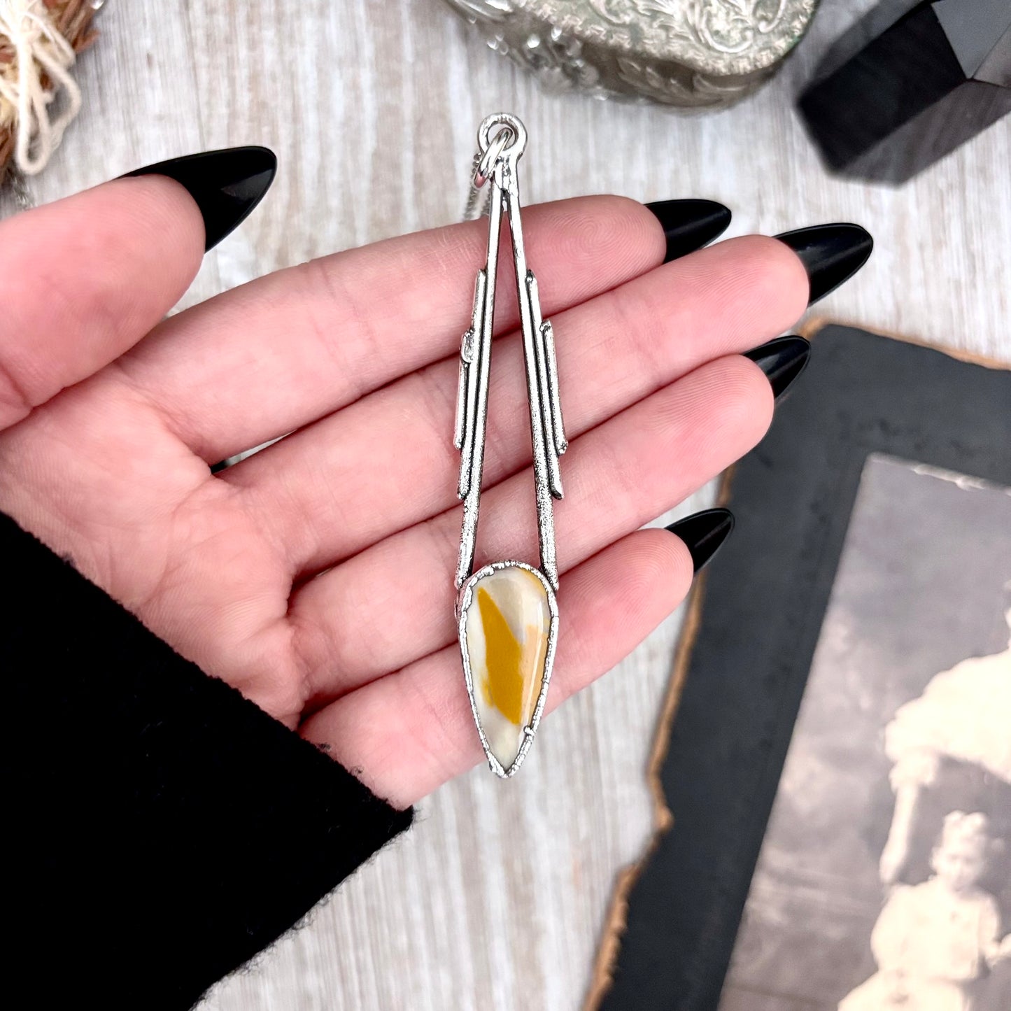 Yellow Mookaite Crystal Necklace in Fine Silver / Foxlark Collection - One of a Kind FOXLARK