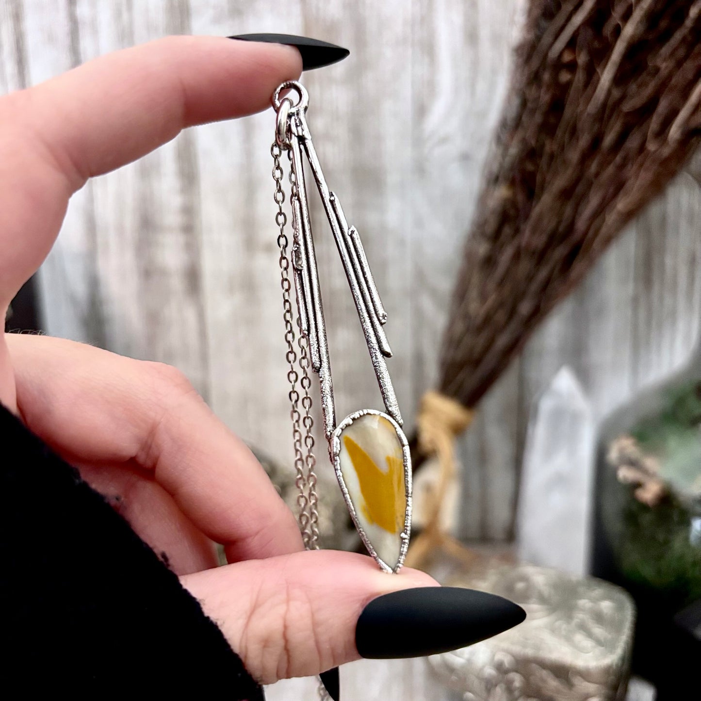 Yellow Mookaite Crystal Necklace in Fine Silver / Foxlark Collection - One of a Kind FOXLARK