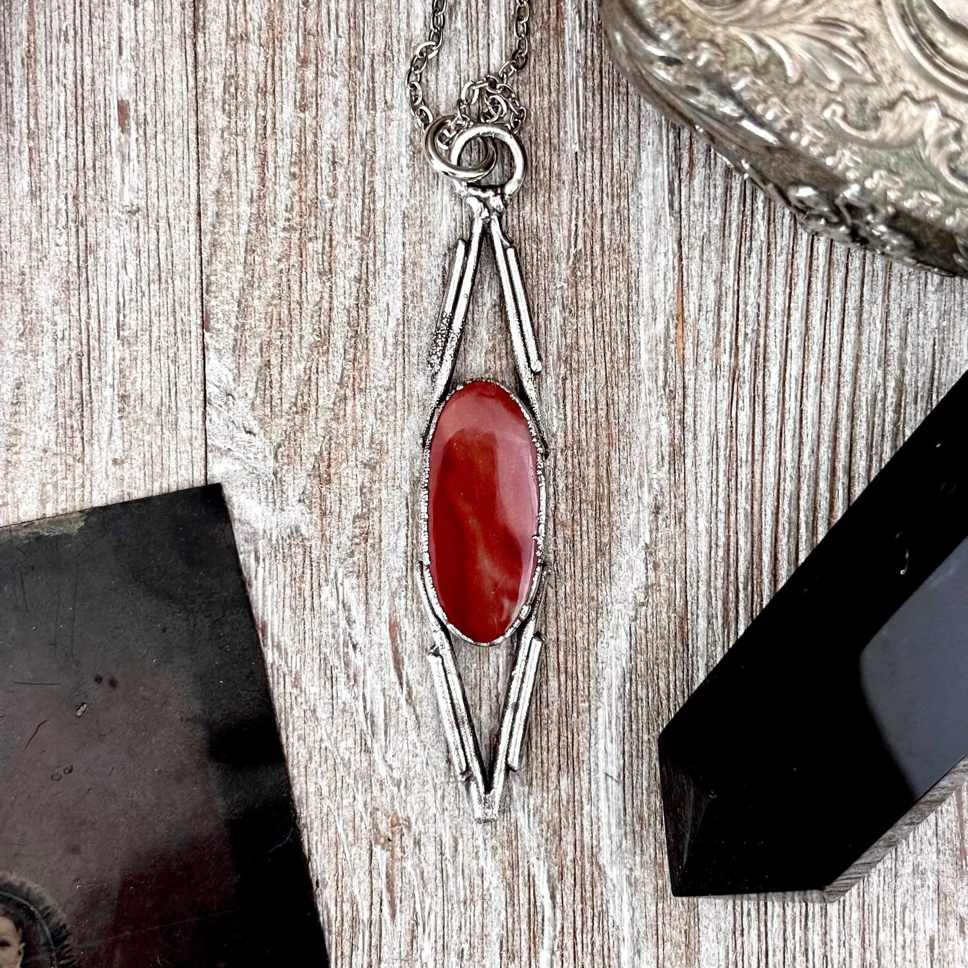 Red Mookaite Crystal Necklace in Fine Silver / Foxlark Collection - One of a Kind FOXLARK
