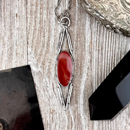 Red Mookaite Crystal Necklace in Fine Silver / Foxlark Collection - One of a Kind FOXLARK