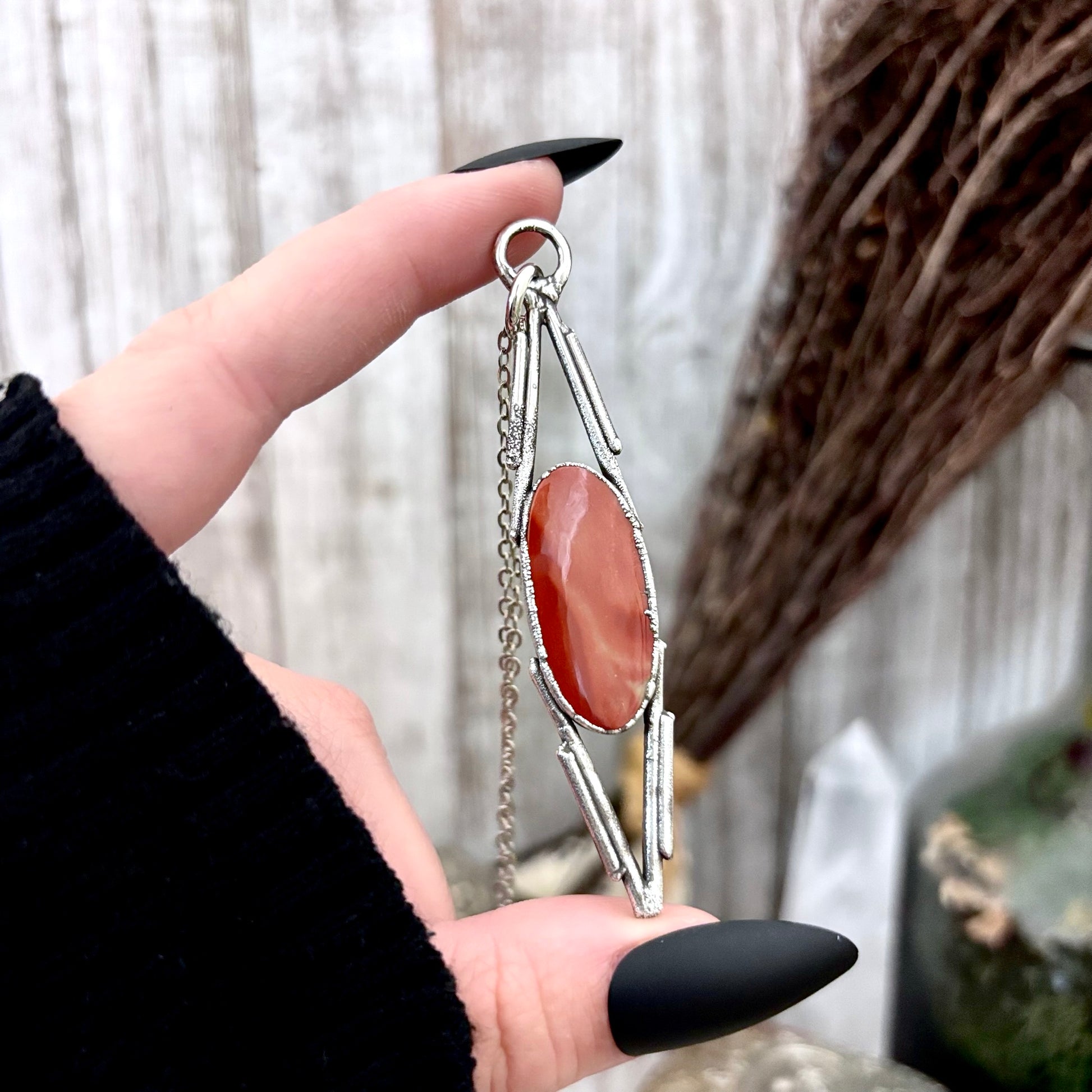 Red Mookaite Crystal Necklace in Fine Silver / Foxlark Collection - One of a Kind FOXLARK