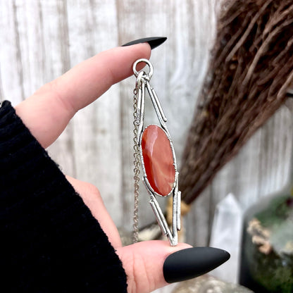 Red Mookaite Crystal Necklace in Fine Silver / Foxlark Collection - One of a Kind FOXLARK
