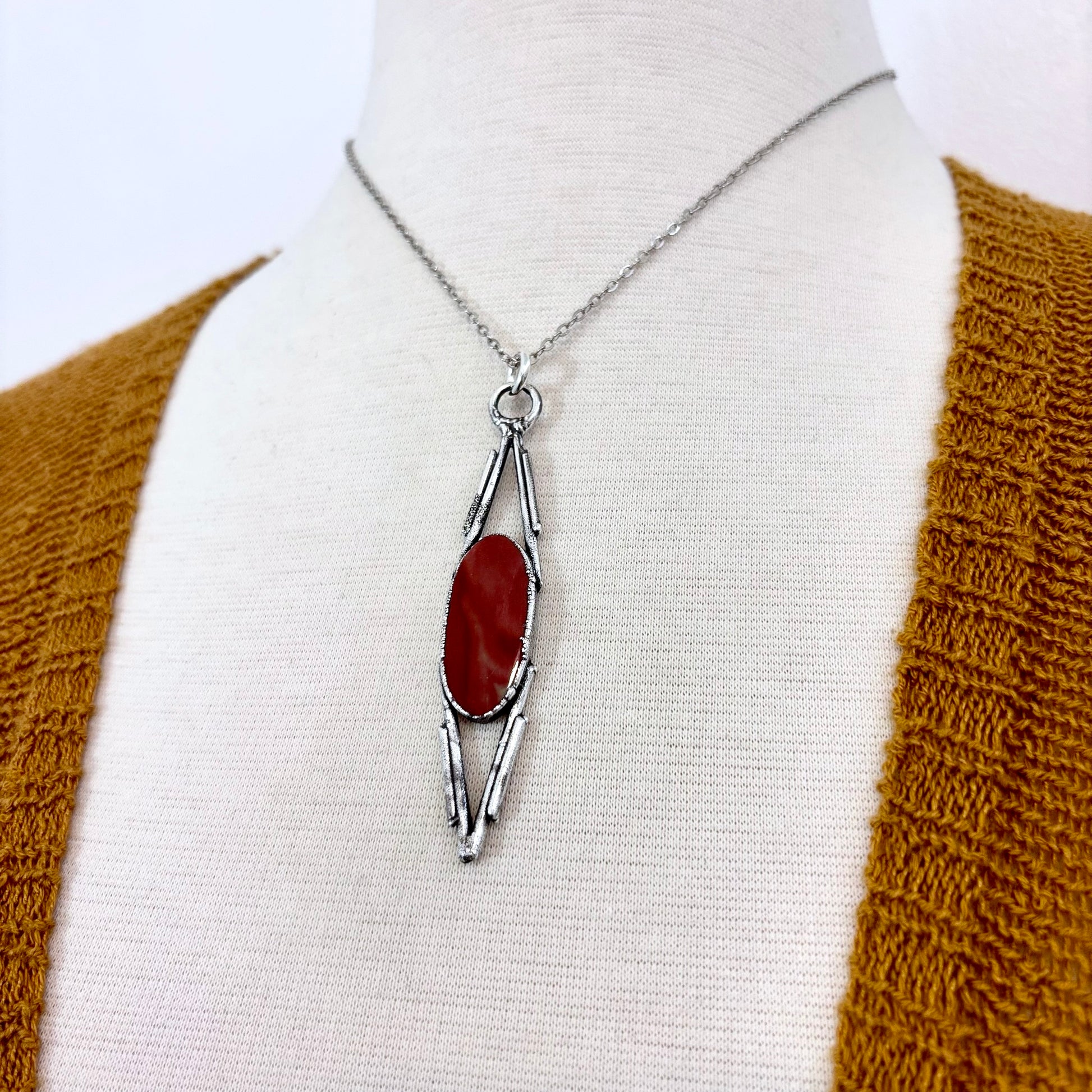 Red Mookaite Crystal Necklace in Fine Silver / Foxlark Collection - One of a Kind FOXLARK