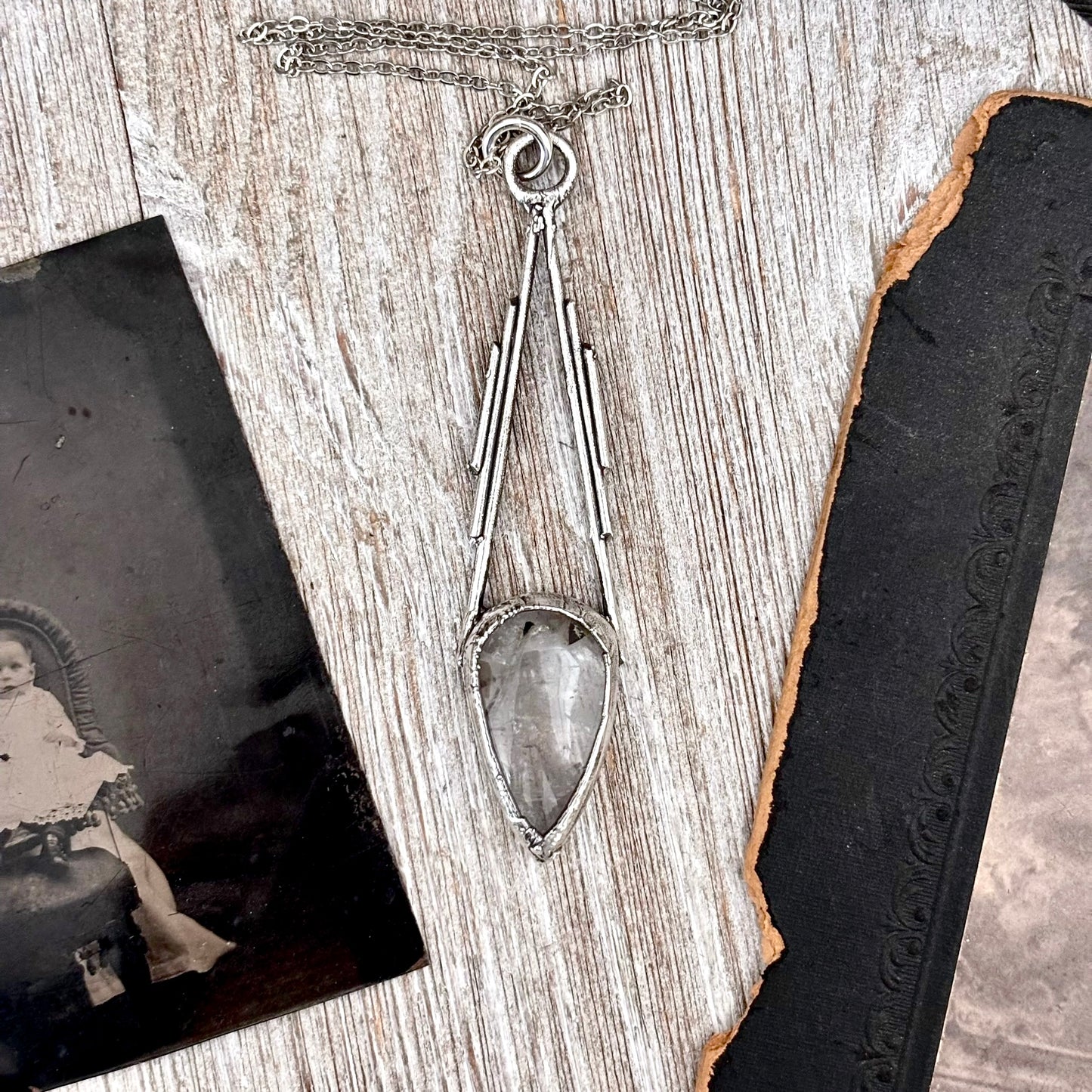Tourmaline Quartz Crystal Necklace in Fine Silver / Foxlark Collection - One of a Kind FOXLARK