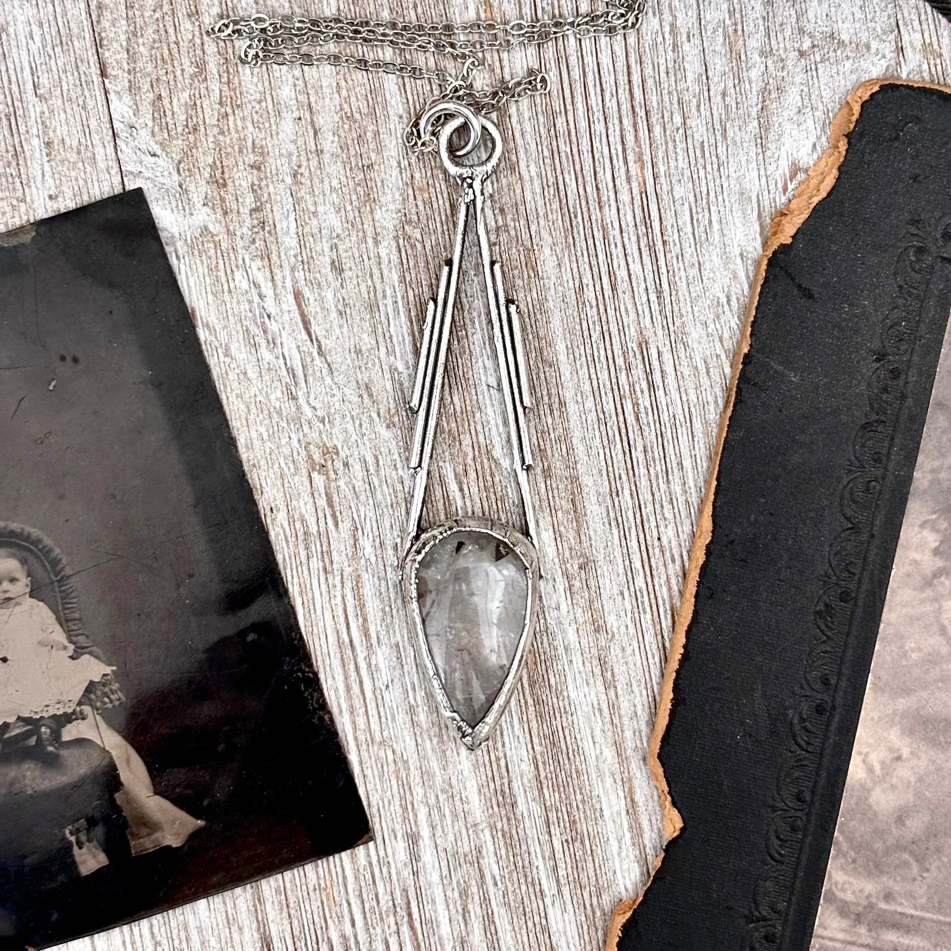 Tourmaline Quartz Crystal Necklace in Fine Silver / Foxlark Collection - One of a Kind FOXLARK