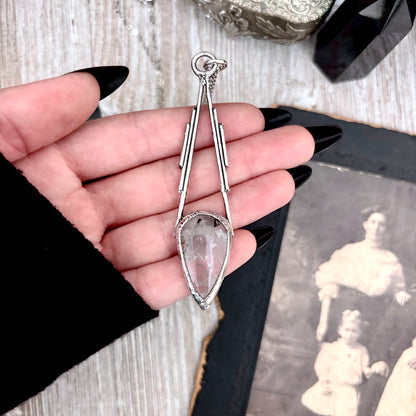 Tourmaline Quartz Crystal Necklace in Fine Silver / Foxlark Collection - One of a Kind FOXLARK
