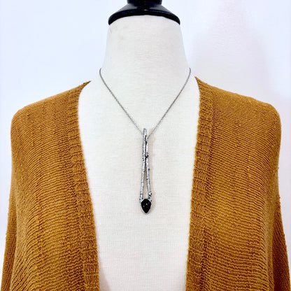 Black Onyx Crystal Necklace in Silver /Sticks & Stones Collection