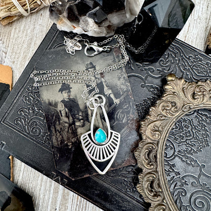 Tibetan Turquoise Necklace in Fine Silver / Foxlark Collection - One of a Kind